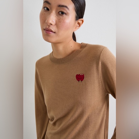 MARELLA Camel Sweatshirt with Red Apple Motif